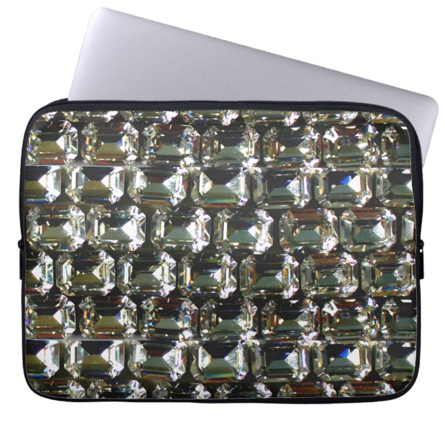 Diamonds gemstones rhinestones laptop sleeve (Front)
