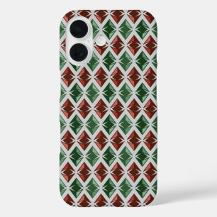 DIAMONDS Geometric Gems Red Green iPhone 16 Case