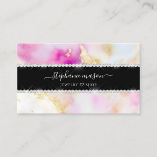Diamonds Girly Watercolor Gold Pink Calling Card