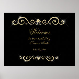 Diamonds Gold and Glitter Wedding Poster