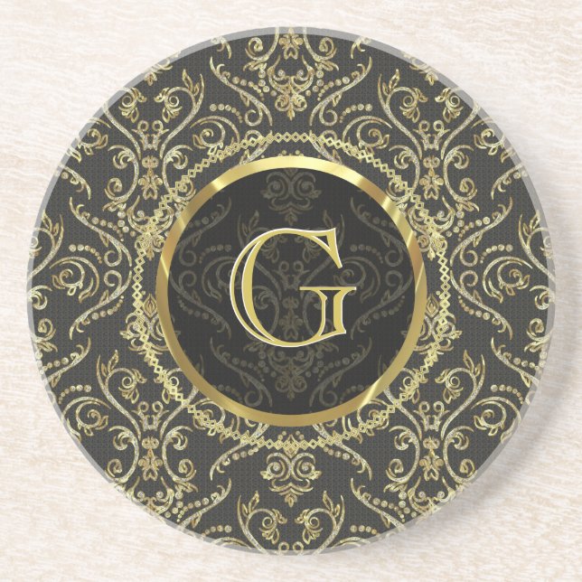 Diamonds & Gold Fine Shading Pattern-Customisable Coaster (Front)