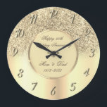 Diamonds Gold Glitter 50 Wedding Anniversary Large Clock<br><div class="desc">Elegant gold diamonds wedding anniversary clock.</div>