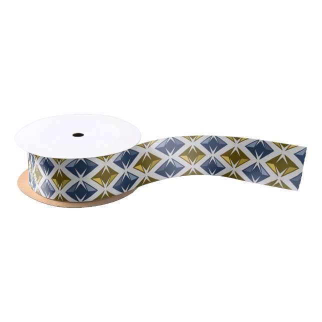 DIAMONDS golden blue Satin Ribbon (Spool)