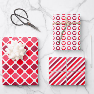 Diamonds, Hearts And Stripes Wrapping Paper Sheets