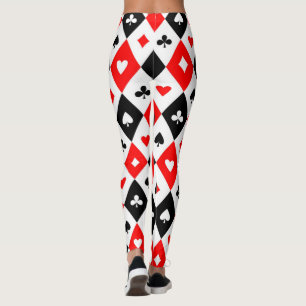 Diamonds Hearts Spades Clubs Playing Cards Pattern Leggings