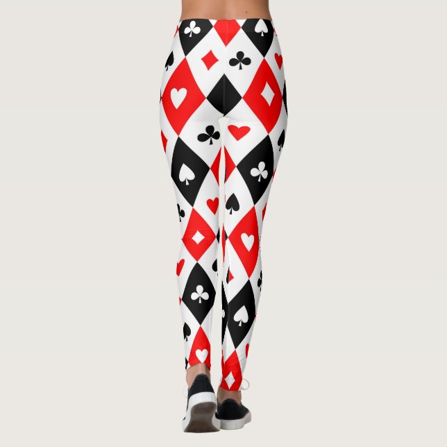 Diamonds Hearts Spades Clubs Playing Cards Pattern Leggings (Back)
