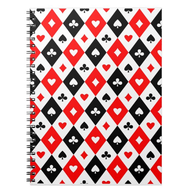 Diamonds Hearts Spades Clubs Playing Cards Pattern Notebook (Front)