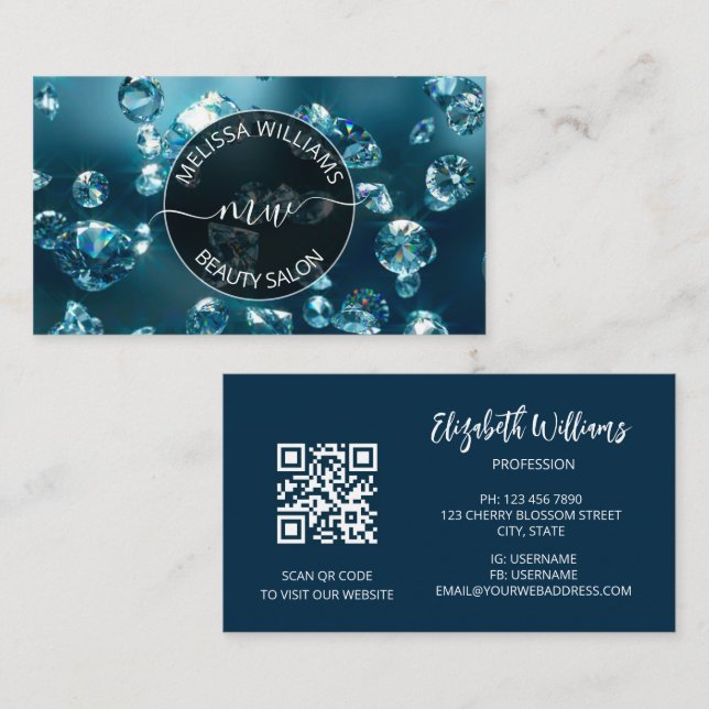  Diamonds Jeweller Jewellery Store Logo Business Card (Front/Back)