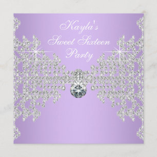 Diamonds Lavender Purple Sweet 16 Birthday Party Invitation