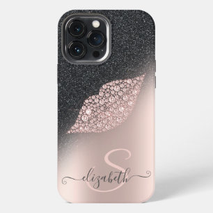 Diamonds Lips Glitter Ombre Rose Gold iPhone 13 Pro Max Case