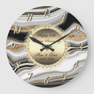 Diamonds Marble 50 Wedding Anniversary  Large Clock