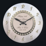 Diamonds Metallic  25th Wedding Anniversary Large Clock<br><div class="desc">Elegant gold diamonds wedding anniversary clock.</div>
