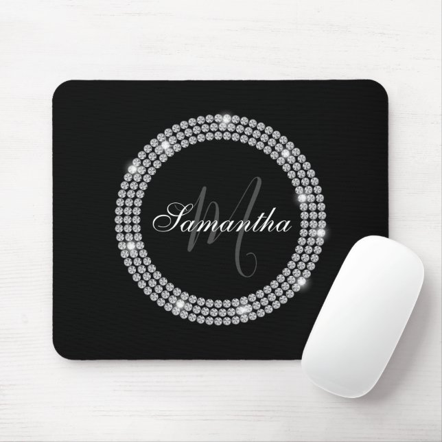 Diamonds Monogram Mouse Pad (With Mouse)