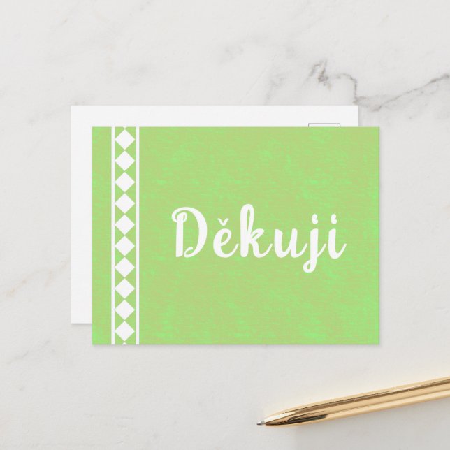 Diamonds on a Czech Thank You Postcard (Front/Back In Situ)