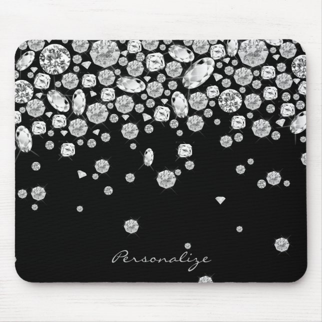 Diamonds on Black Background Mouse Pad (Front)