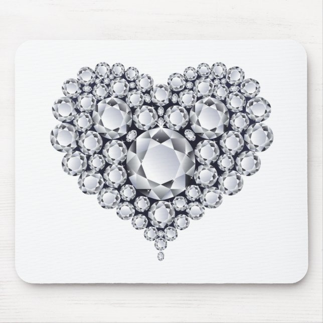 Diamonds on Black Heart Gems Mouse Pad (Front)