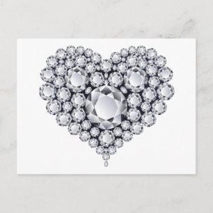 Diamonds on Black Heart Gems Postcard