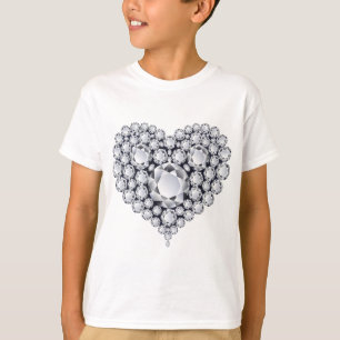 Diamonds on Black Heart Gems T-Shirt
