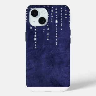 Diamonds On Purple Leather iPhone 15 Case