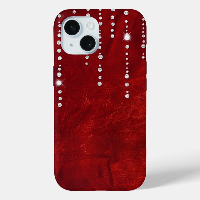 Diamonds On Red Leather Case-Mate iPhone Case (Back)