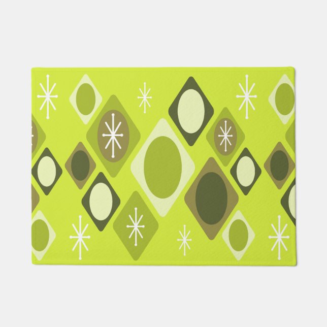 Diamonds Ovals Starbursts Chartreuse Doormat (Front)