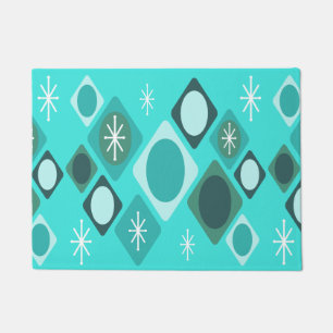 Diamonds Ovals Starbursts Turquoise Doormat