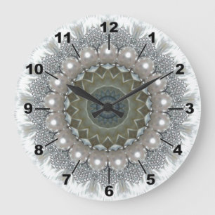 Diamonds, pearls and gemstones round Clock