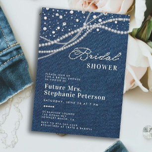 Diamonds Pearls Elegant Romance Mrs. Bridal Shower Invitation