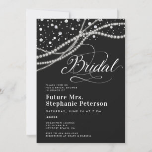 Diamonds Pearls Future Mrs. Black Bridal Shower Invitation
