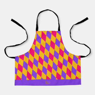 Diamonds Pink Yellow Minimal Pattern Apron