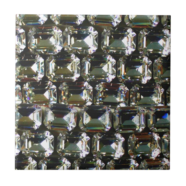 Diamonds rhinestones elegant gemstones pattern  ceramic tile (Front)