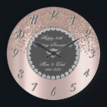 Diamonds Rose Gold 25th Wedding Anniversary Large Clock<br><div class="desc">Elegant rose gold diamonds wedding anniversary clock.</div>
