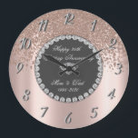 Diamonds Rose Gold 25th Wedding Anniversary Large Clock<br><div class="desc">Elegant rose gold diamonds wedding anniversary clock.</div>
