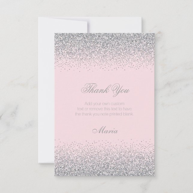 Diamonds & Silver Glitter Thank You Cards (Front)