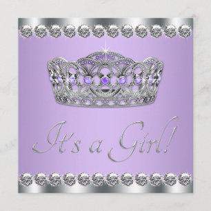 Diamonds Silver Lavender Purple Baby Shower Invitation