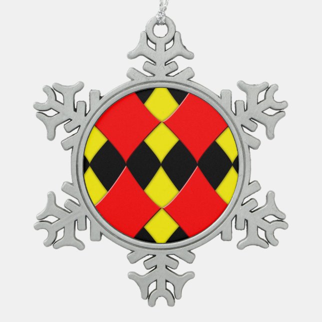 Diamonds Snowflake Pewter Christmas Ornament (Front)