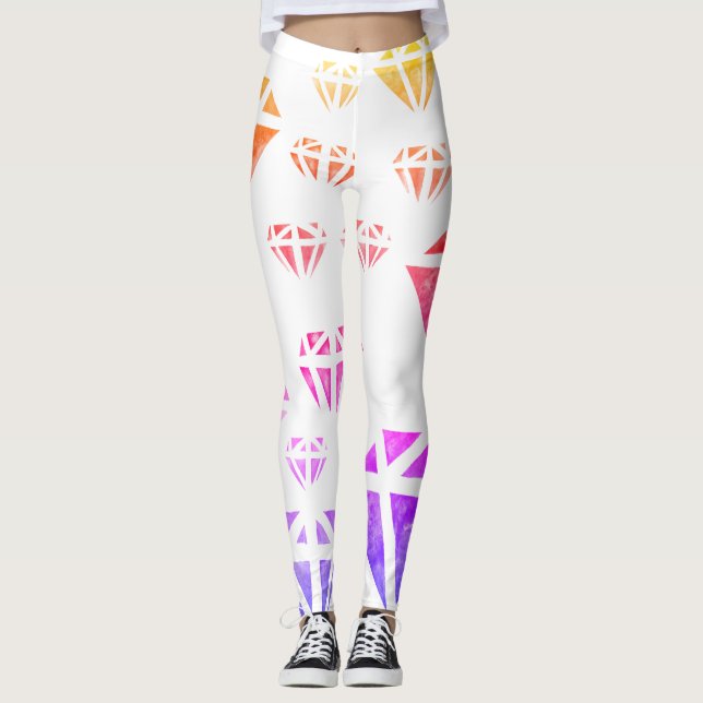 Diamonds Watercolor Art , Summer  Custom Leggings (Front)