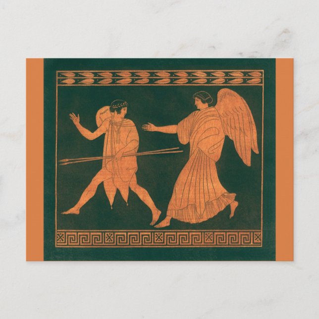 Diana and an Angel, Vintage Roman Mythology Postcard (Front)