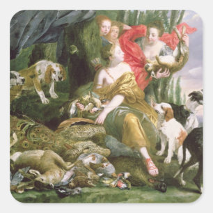 Diana and her handmaidens after the hunt square sticker