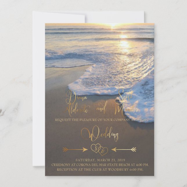 Diana and Scott Draught, Gold Text Invitation (Front)