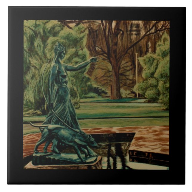 Diana Artemis Sculpture In Gardens Ceramic Tile (Front)