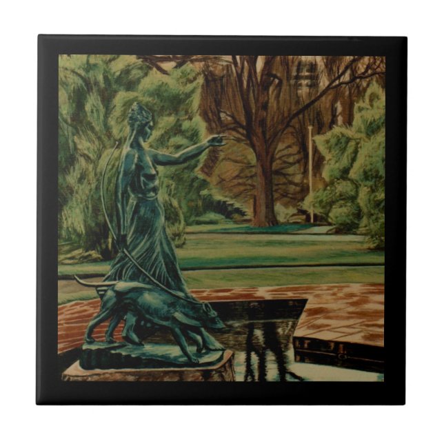 Diana Artemis Sculpture In Gardens Ceramic Tile (Front)