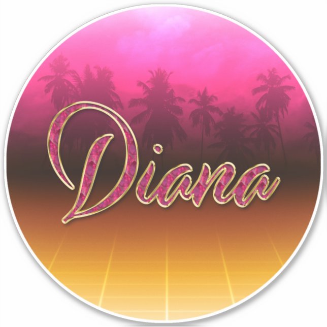 Diana First name golden pink sticker sticker (Front)