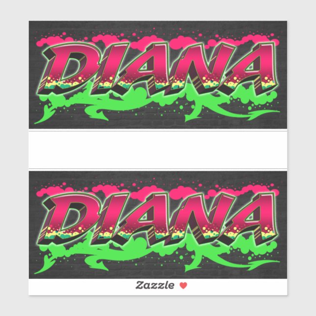 Diana First Name Graffiti Sticker (Sheet)
