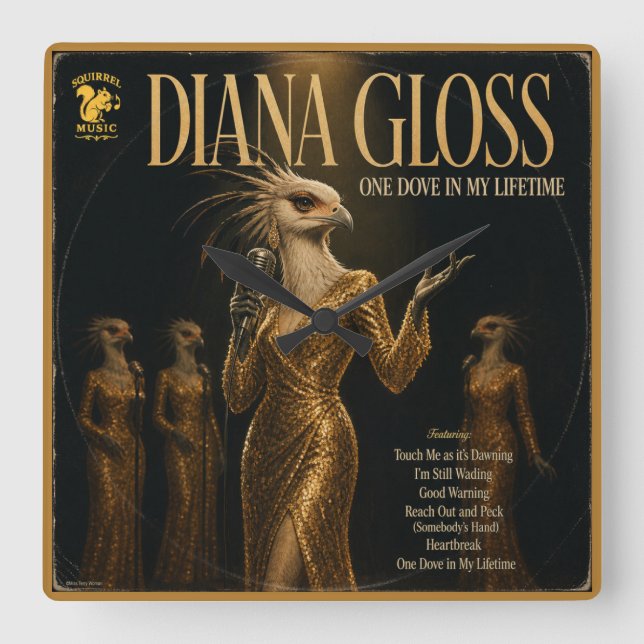 Diana Gloss Album: a Parody Square Wall Clock (Front)