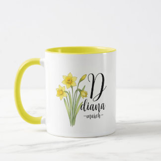 Diana – March Birth Flower Daffodil, Pretty Floral Mug