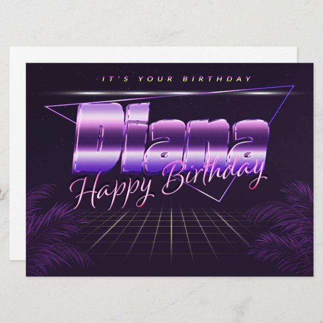 Diana Name First name pura retro card Birthday (Front/Back)