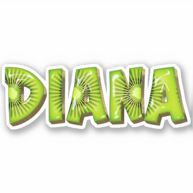 Diana Name Kiwi Design Decal Sticker (Front)