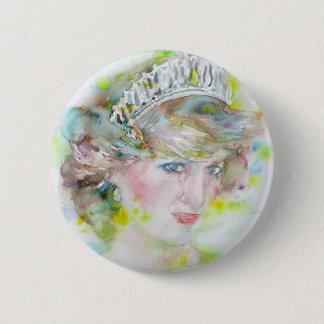 diana,princess of wales - watercolor portrait.3 6 cm round badge