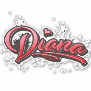 Diana red Heart Graffiti Sticker